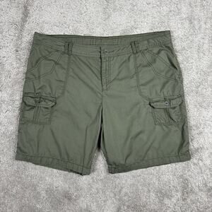 Faded Glory Womens Cargo Shorts Size 18 Army Green 100% Cotton Outdoors Summer